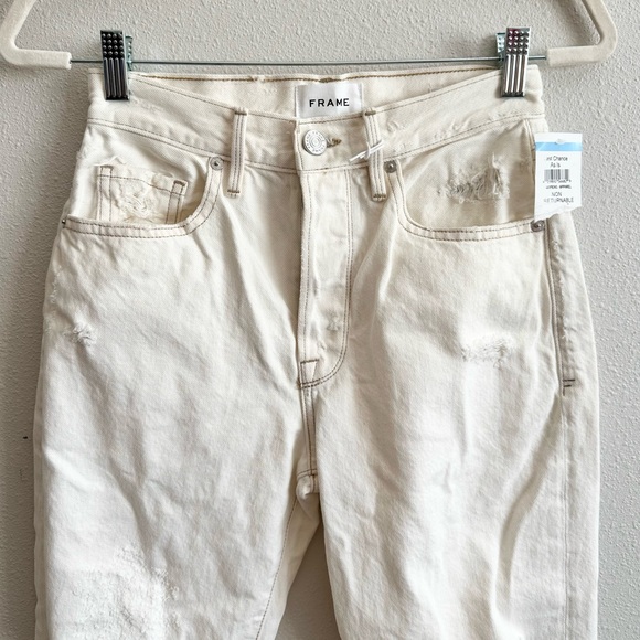 NWT Frame Le Original High Rise Straight Fit Jeans in Off White Size 24 - Picture 4 of 8